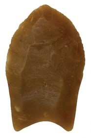 2" Clovis. Fluted on both Sides. Carmel colored agate. Illinois. Ex Wood.