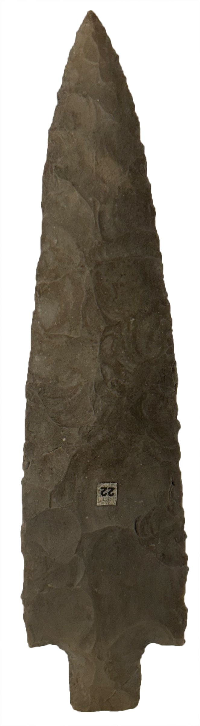 7 13/16" Adena Spear. Hornstone. Indiana. Ex Floyd Grubbs, Tim Weaver. (1 of 2)