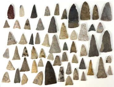 58 Triangle Points. 7/8" to 2 1/4". Ex Ronald Max Hinshaw.