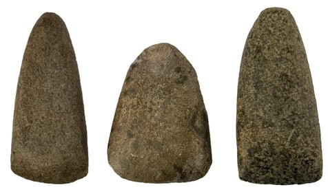 3 Indiana Celts. 3 1/16" to 3 13/16". Ex Ronald Max Hinshaw Collection.