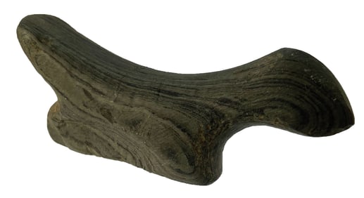 4 1/8" Birdstone. Banded Slate. Undrilled. Michigan. Ex Richie and Townsend, Jr. (5139)