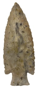 3 3/4" Hardin. Tan and cream chert. Illinios. Ex Warren Brown. Rogers COA.