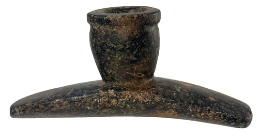 4 15/16" Hopewell Platform Pipe. Colorful Steatite. Ohio. Ex Gary Smith.
