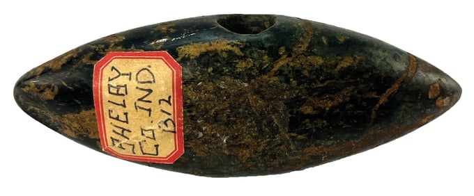 4 1/8" Pick Bannerstone. Green Chlorite. Shelby County, IN. Ex Doug Watkins.
