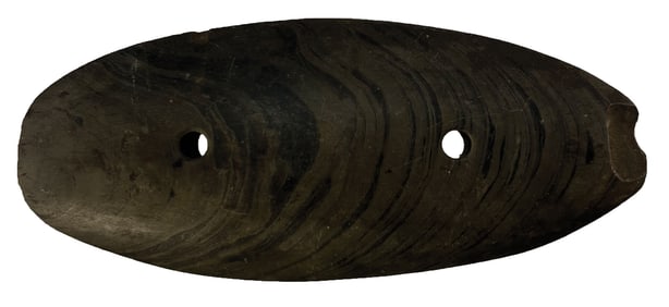 5" Gorget. Green Banded Slate. Restoration. Indiana. Ex Earl Townsend, Jr.
