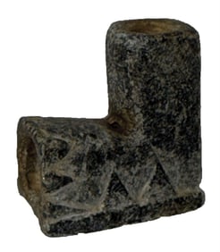 1 5/16" Cherokee Elbow Style. Black Steatite. North Carolina. Ex Kevin Pipes.