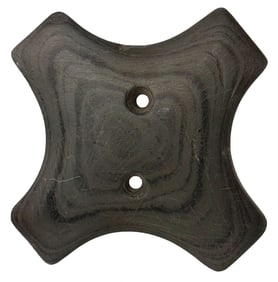 4 1/4” Reel Gorget. Banded Slate. Hardin County, OH. Ex Gary Mumaw and Pat Gaines.