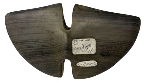 4 7/16" Slate Winged Bannerstone. Banded Slate. Highland County, OH. Ex Barth.