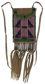 7 1/4" Crow Strike-A-Lite Bag. South Dakota. Classic bead and color motif. Ex Kevin Pipes.