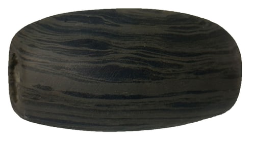 2 5/8" Tube Fluted Bannerstone. Banded Slate. Ohio. Ex Dr. Roland Bunch.