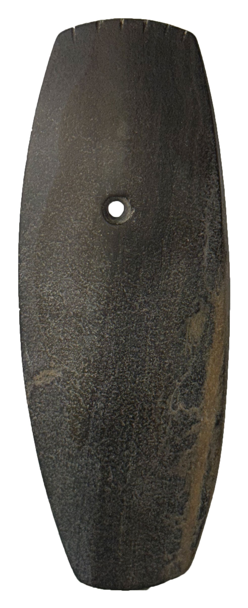 5 3/16" Pendant. Slate. Indiana. Ex Roger Tucker and Kevin Pipes.: 5 3/16" Pendant. Slate. Indiana. Tally marks on one end. Ex Roger Tucker and Kevin Pipes.
