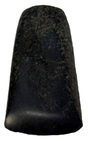 2 1/8" Miniture Celt. Black Glossy material. Provenence unknown. Ex Ronald Hinshaw.