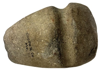 5 1/2" 3/4 Grooved Axe. Green hardstone. Chip on bit. Missouri. Ex Ronald Hinshaw.