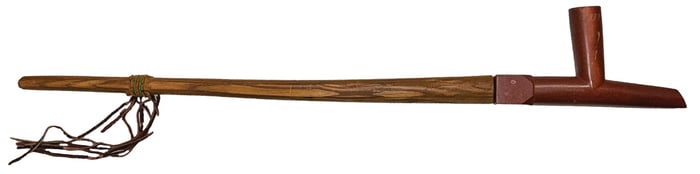 30" Catlanite Pipe. IN. Ex Ex Kyle Metcalf.