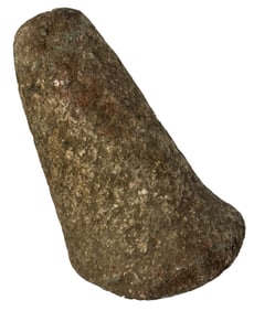 5” Round Poll Hoof Pestle. Green Hardstone. Indention Nutting stone. Ex Ron Hinshaw.