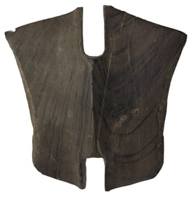 4" Double Notched Wing Bannerstone. Shelby County, Indiana. Broken and glued. Ex King Ross.  