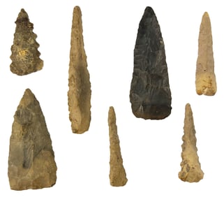 Frame of 7 points. 1 3/8" to 2 7/8". Variety of material, locations and styles. Ex Bill Mangold. 