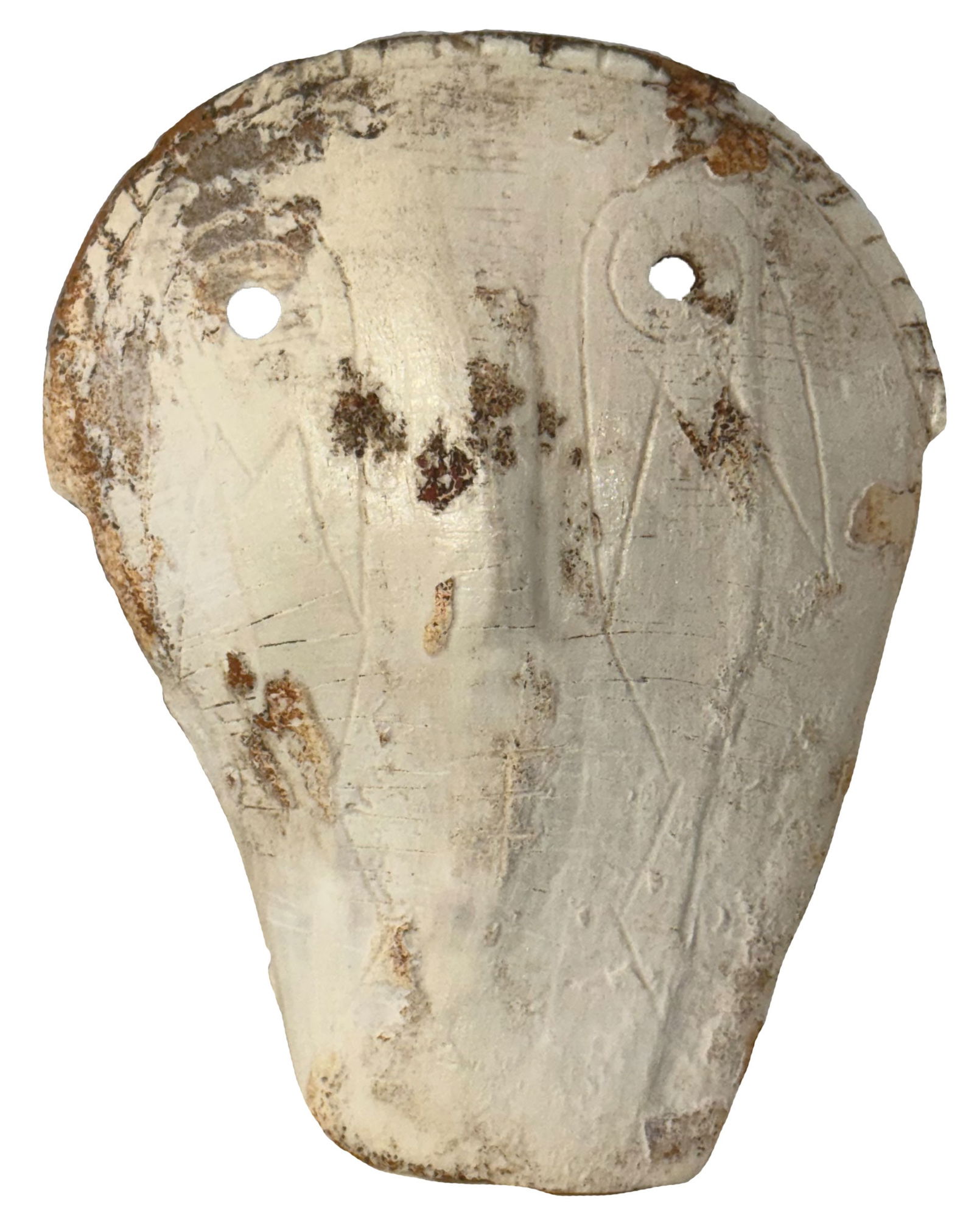 4 1/4" Rare Weeping Eye Shell Mask. Tennessee. Engraved. Ex Tom Davis, Gilbert Cooper.  (1 of 2)