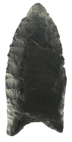 2" Clovis Point. Black Material. Fluted.  Mansfield, Ohio. Ex Bill Mangold. 