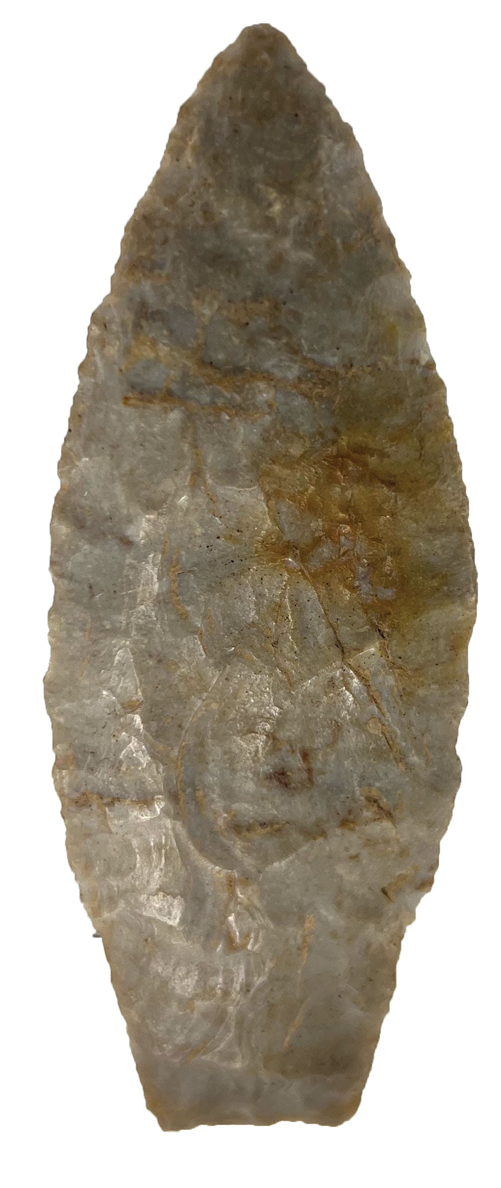 3 3/4" Angostura. Gray Chert. Pennsylvania. Ex Bill Mangold. : 3 3/4" Angostura. Gray Chert. Pennsylvania. Ex Bill Mangold.