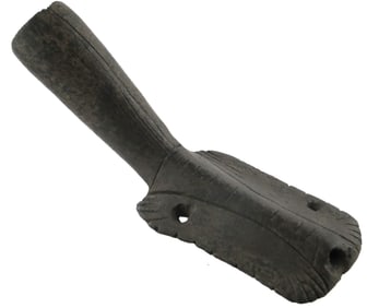 4" Obtuse Angle Platform Pipe. West Virginia. Brown Steatite. Pictured. Ex David Huff.