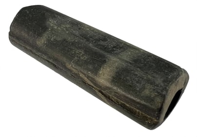 3 1/4" Tube Bannerstone. Slate. Indiana. Ex Parks (389) and Bill Mangold. 