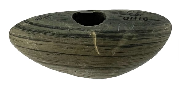 2 1/4" Curved Pick Bannerstone.  Seneca County, Ohio. Ex Bill Mangold.