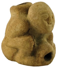 2 1/8" Historic Human Effigy Pipe. Kentucky. Sandstone. Pictured. Ex James Hale.