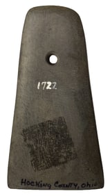 3 3/4" Single Hole Pendant. Slate. Hocking County, Ohio. Ex Pat Gaines. 