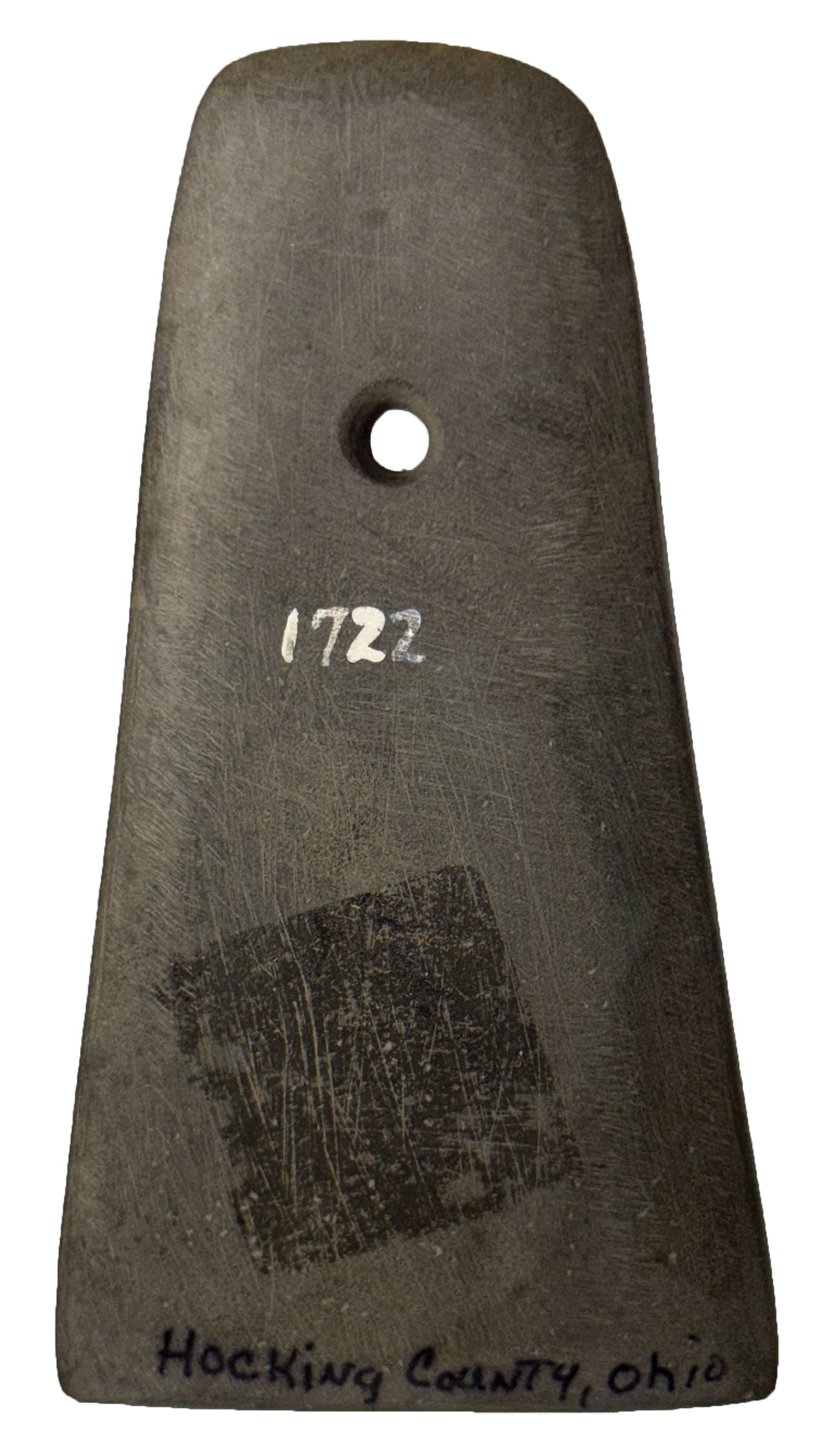 3 3/4" Single Hole Pendant. Slate. Hocking County, Ohio. Ex Pat Gaines.  (1 of 3)