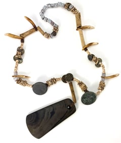 Historic Trade Beads, Shell and ancient Slate Pendant. Ohio. Pictured. Ex Vietzen.