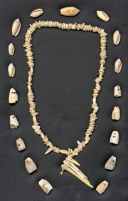 Frame Anasazi Necklace and Several Shell beads. Found in 1935 in Arizona. Pictured. Ex Ross. 