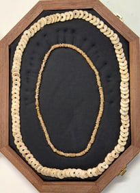 Large Frame of shell beads from Bradenton, Florida. Ex Monty Tallout and King Ross.