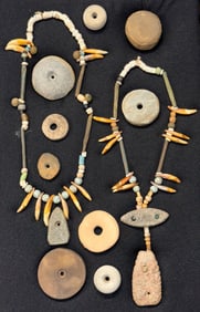 Wonderful Cherokee Trade Bead Necklaces with Steatite Offerings. Pictured. Ex Russell Pound. 