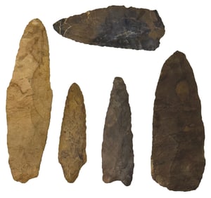 Frame of 5 Tennessee Points. 3 3/8" to 5 9/16". Pictured in  Who's Who 11. Ex King Ross.