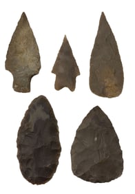 Group of 5 Texas Points. 2 5/16" to 3 9/16". Ex Doug Watkins.