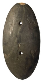 4 15/16" Gorget. Highly engraved. Restoration. Slate. Indiana. Ex Earl Townsend. Bennett COA.