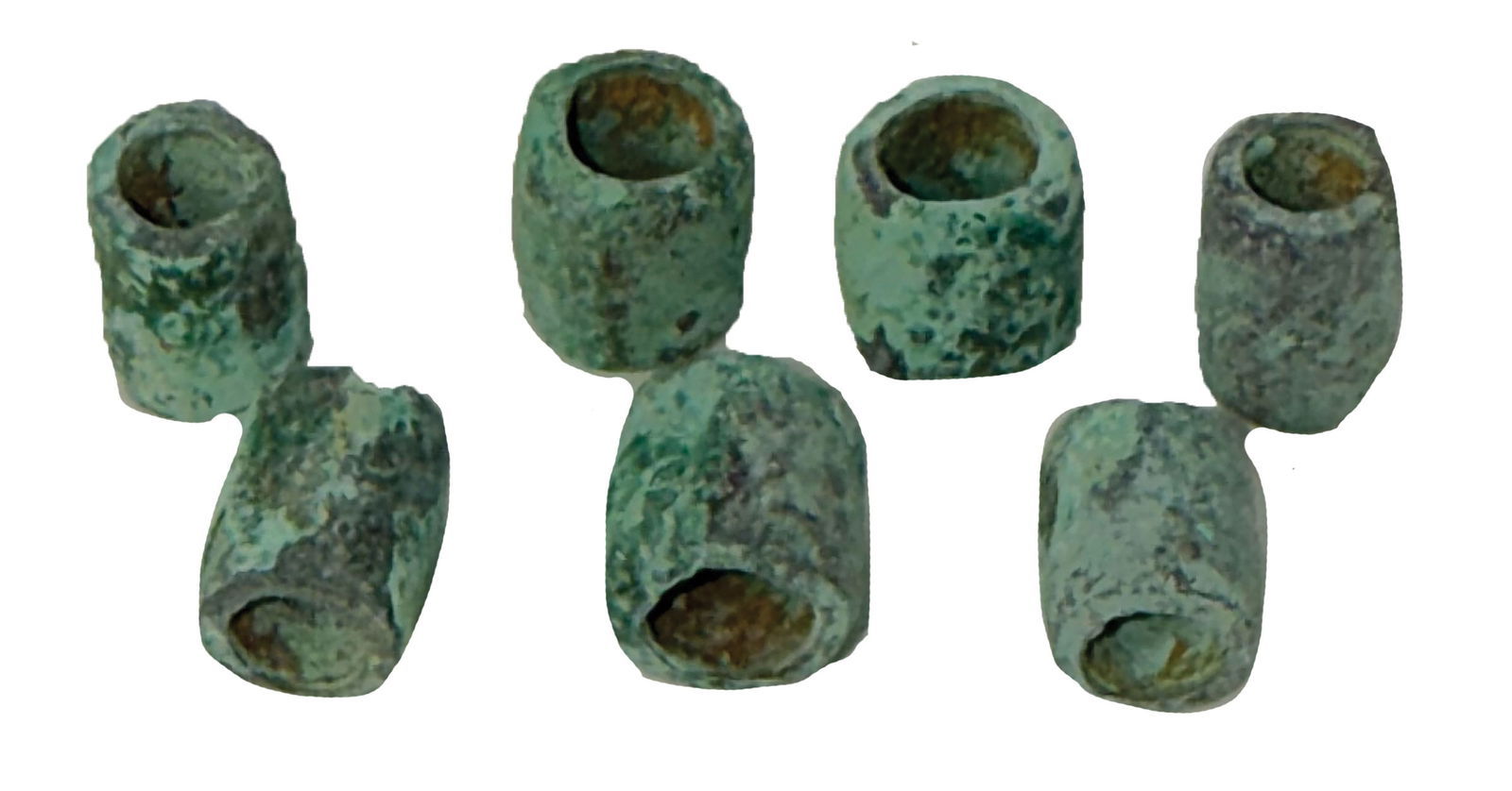 7 Hopewell Copper Beads (3/8" to 7/16"). Scioto County, Ohio. Ex Rose, Blake and Gray. (1 of 1)