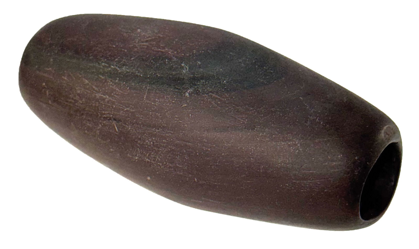 3 1/8" Tube Expanded Center Bannerstone. Mahogany Slate. Ohio. Ex Gary Smith. COA. (1 of 6)