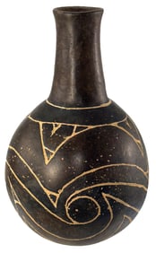 8 1/2" T. Haley Engraved Caddo Bottle. Southern Arkansas. Minor Restoration. Ex Hathcock.