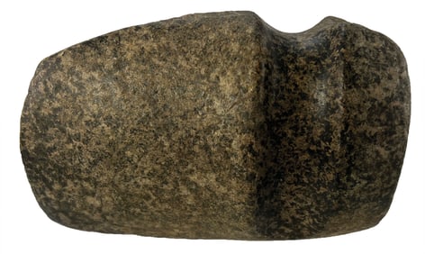 5 3/4" Fluted on top and bottom Grooved Axe. Speckled Granite. Illinois. Ex Bill Mangold. 