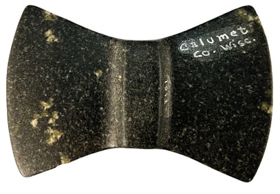 3 1/2" Wisconsin Wing Bannerstone. Porphyry. Excellent pedigree. Putty COA.