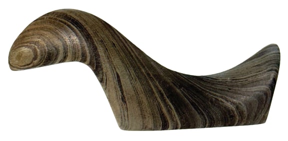 4 5/8" Birdstone. Banded Slate. Ohio. Ex Duane Johnson. Putty and Partain COA's.