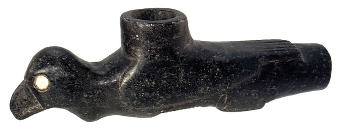 5 3/8” Bird Effigy Pipe. Warren County, Tennessee. Steatite. Ex Pat Gaines. 
