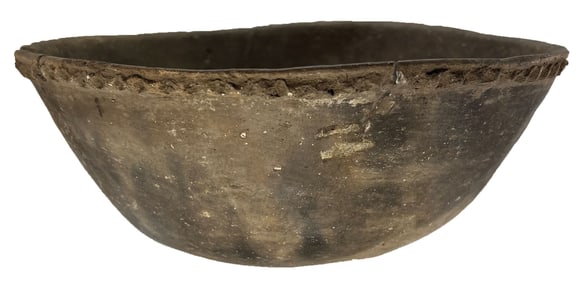 10” Pie Crust Rim Bowl. Glued from 4 pieces. Arkansas. Ex Bill Mangold.