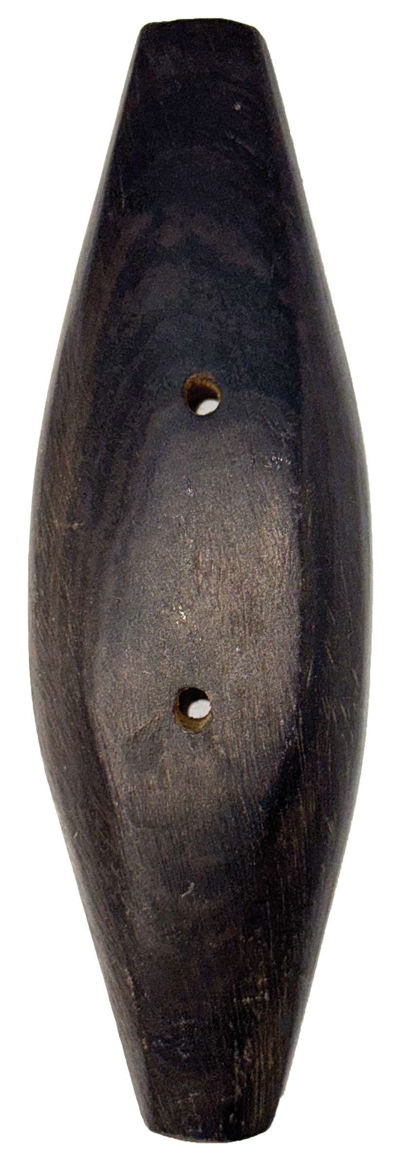 4 5/8” Expanded Center Gorget. Dark Banded slate. Ohio. Ex Pat Gaines. (1 of 2)