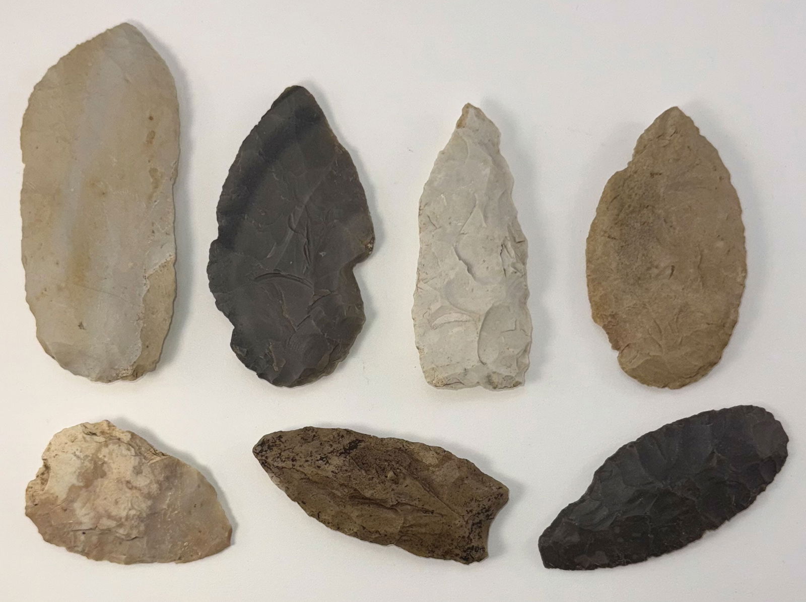 Frame Of 7 Points and Blades. St Louis County, MO (Hayden Site). Ex Doug Watkins. (1 of 2)