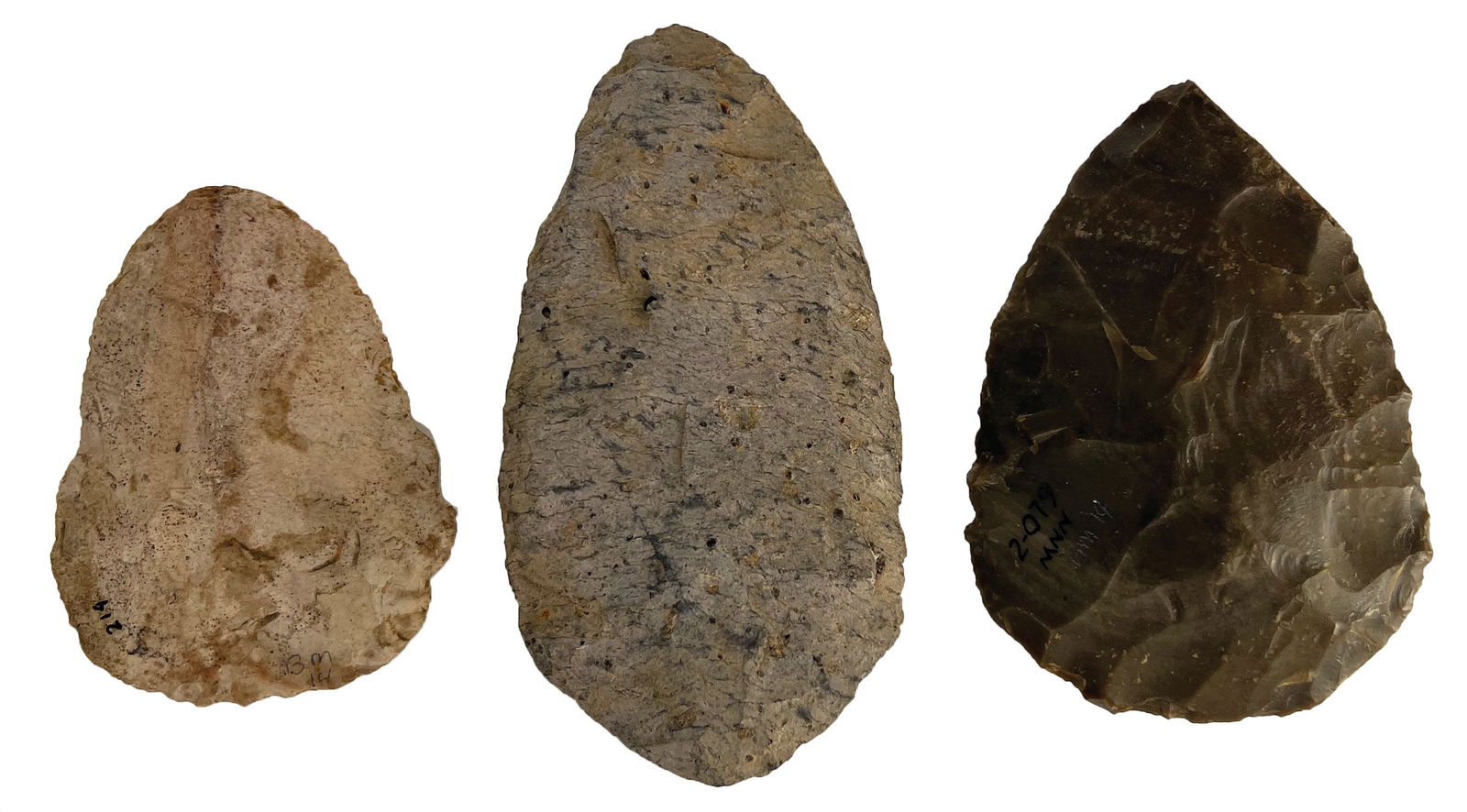 Three Blades. 3 5/8" to 5 1/4"  Variety of Materials. Unknown Provenance. Ex Bill Mangold. (1 of 2)