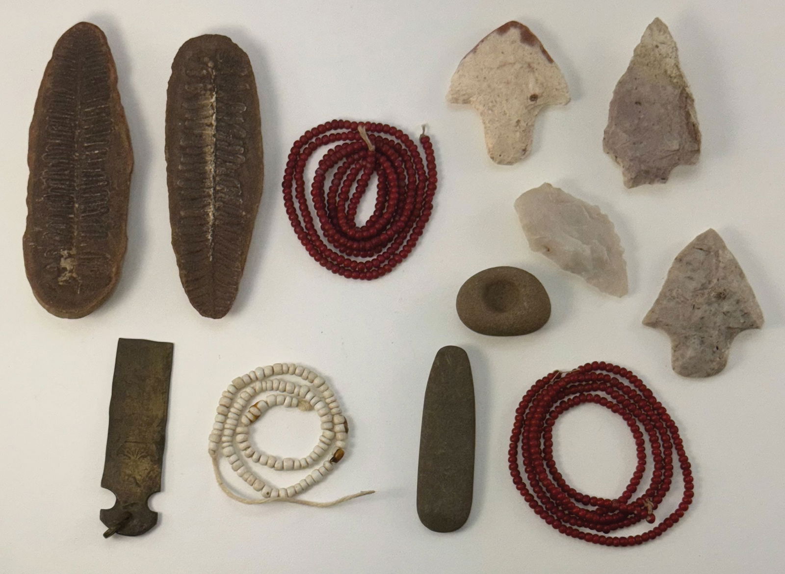 Frame of Various Artifacts. Points, Beads, Fossils, and Stone. Ex Doug Watkins.  (1 of 1)