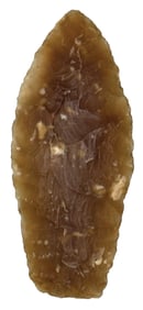 3 1/16" Hell Gap. Knife River Flint. OK. Ex Baumann, Shiddler, Putty. Pictured. Putty COA.